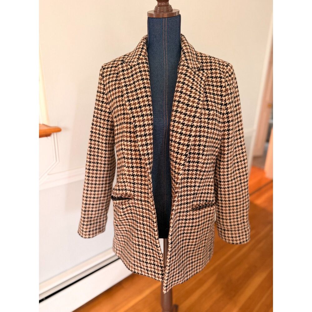 Paris Atelier & Other Stories Single Button Tweed Blazer 8 Houndstooth